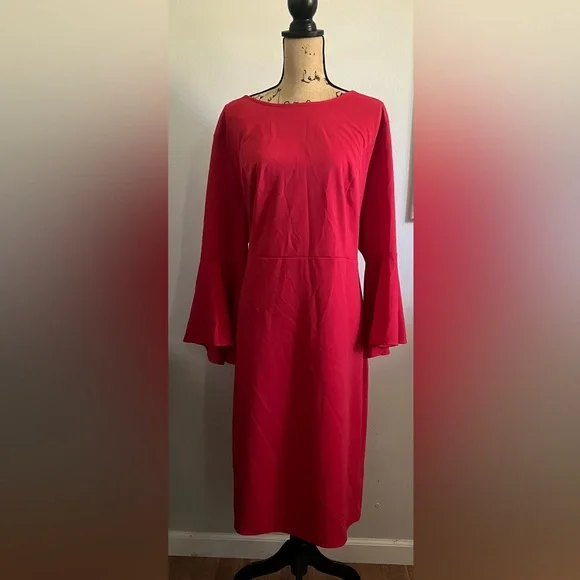 Plus Size Long Sleeve Bodycon for Women Bell Sleeve Cocktail Dress Size 22 Wide - Picture 8 of 9